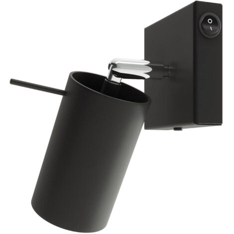Applique spot orientable avec interrupteur noir RING GU10