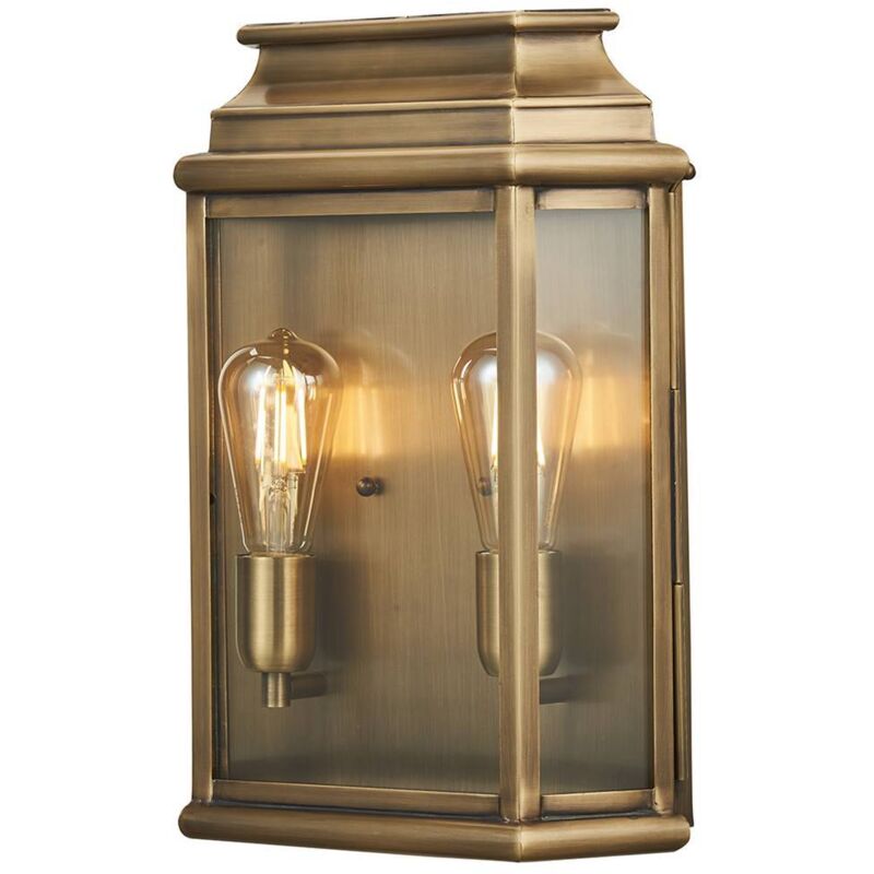 St Martins - Grande lanterne murale à 2 ampoules - Fini laiton IP44, E27 - Elstead