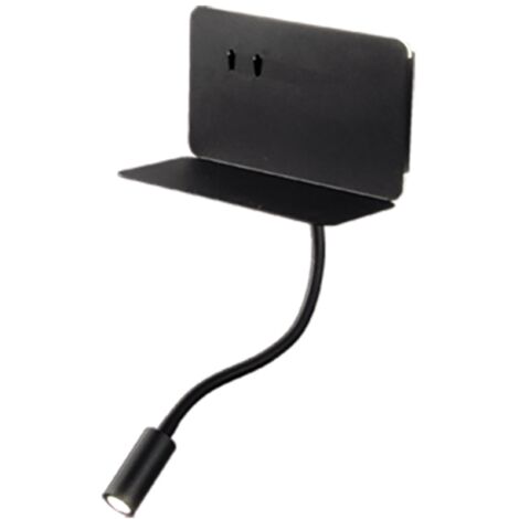 Applique STAN 20 cm in metallo con retroilluminazione LED e caricatore Usb Nero