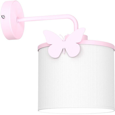 Applique Sweet bianca paralume rosa farfalla E27 Luminex