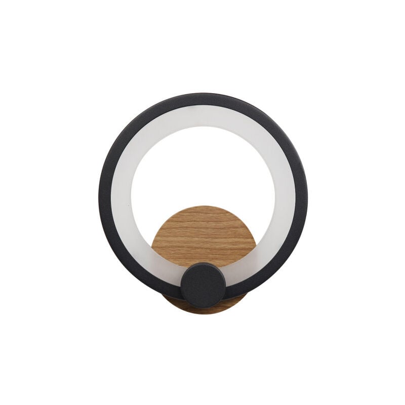 Sydney - lampe murale 10w 4000k noir/bois foncé 19,5x19x 5 cm 1300lm