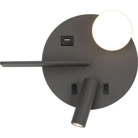 Applique tÃªte de lit + liseuse DITA - 5W - 350lm - 2700K - Anthracite Droite