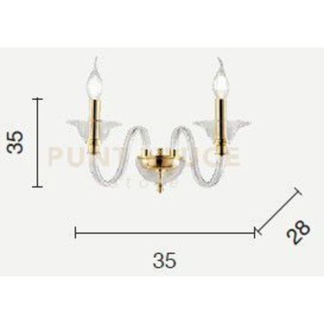 APPLIQUE TEBE 2 LUCI TRASPARENTE E CROMO ATTACCO E14 L.35CM