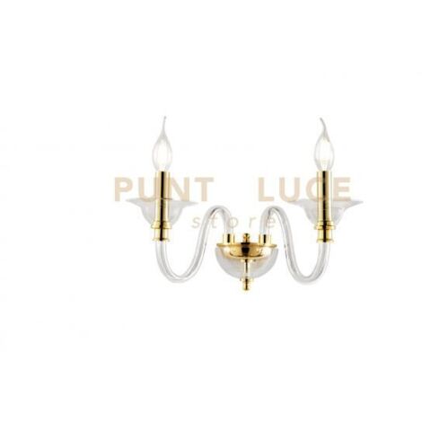 APPLIQUE TEBE 2 LUCI TRASPARENTE E ORO ATTACCO E14 L.35CM