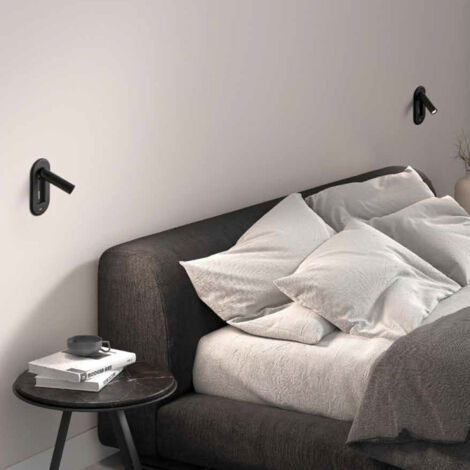 Applique Tête De Lit Mila Tactile Noir Mat Port Usb
