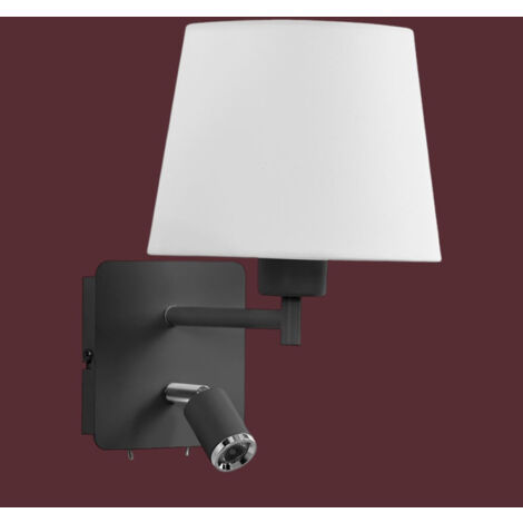Applique Tête De Lit Room Noir Liseuse Abat-jour Blanc