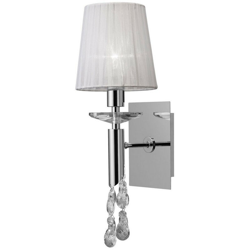 Applique Tiffany 1+1 lumière E14 avec abat-jour blanc chrome poli/cristal