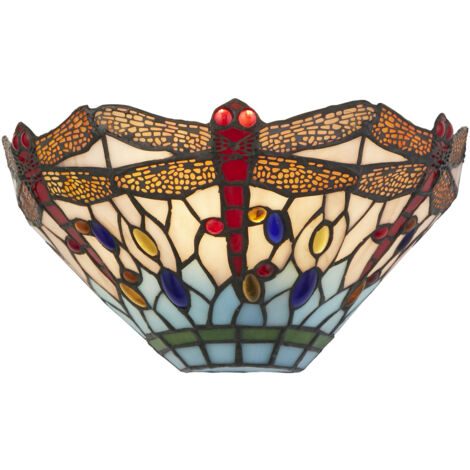 Applique Tiffany Libellula Acciaio Multicolor Vetro 1 Luce E14
