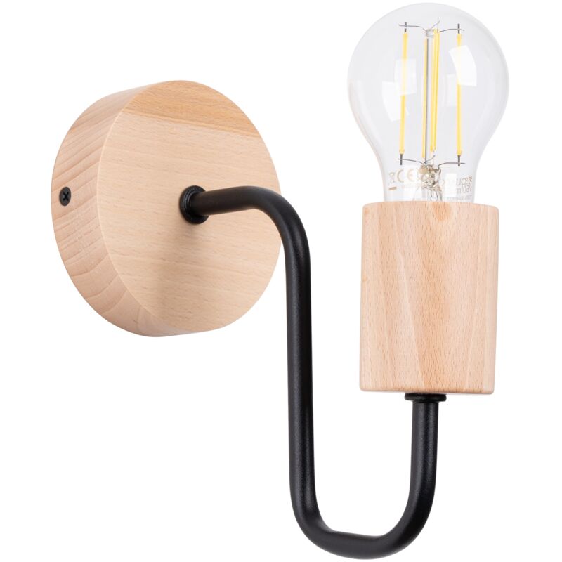 Sollux - Applique Timbo acier/bois 1xE27 8cm