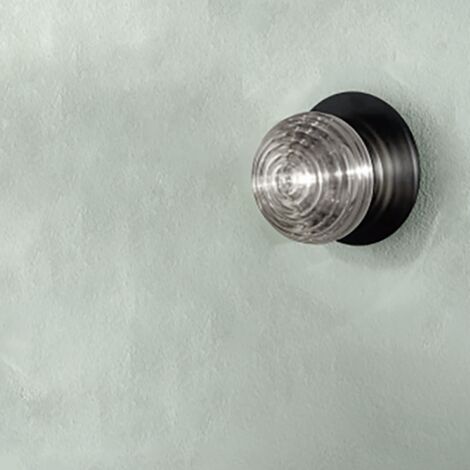 Applique TONDO D23 cm in vetro soffiato e metallo verniciato Fume'