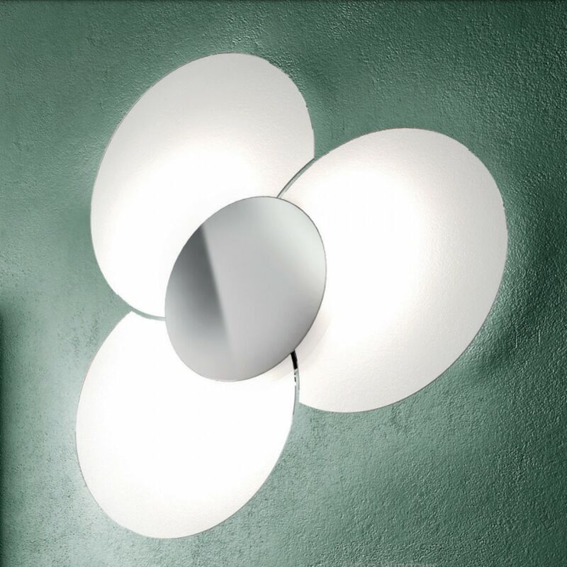 Image of Top-light - Applique moderno top light clover 1114 45 cr sa ga e27 led vetro lampada parete, finitura metallo cromo lucido - Cromo lucido