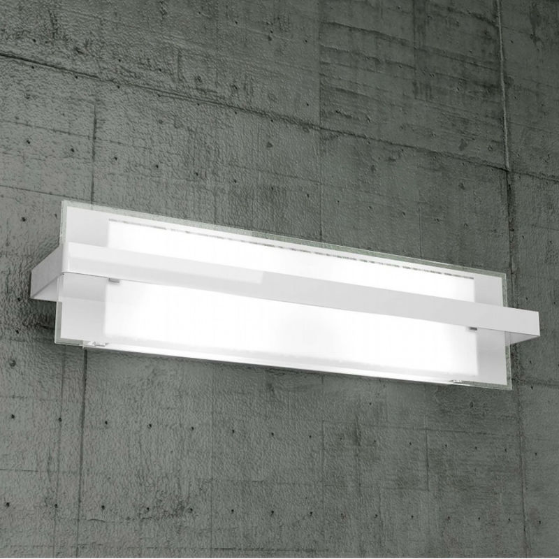 Image of Applique tp-cross 1106 ag e27 60w moderna lampada parete vetro metallo, finitura metallo bianco - Bianco