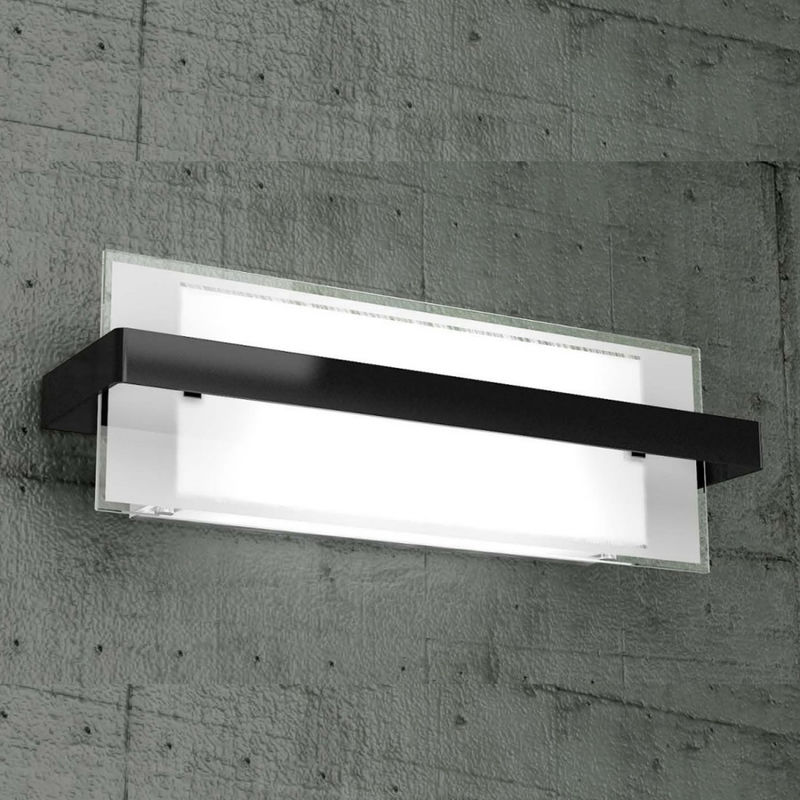 Image of Applique tp-cross 1106 am e27 60w moderna lampada parete vetro metallo, finitura metallo nero - Nero