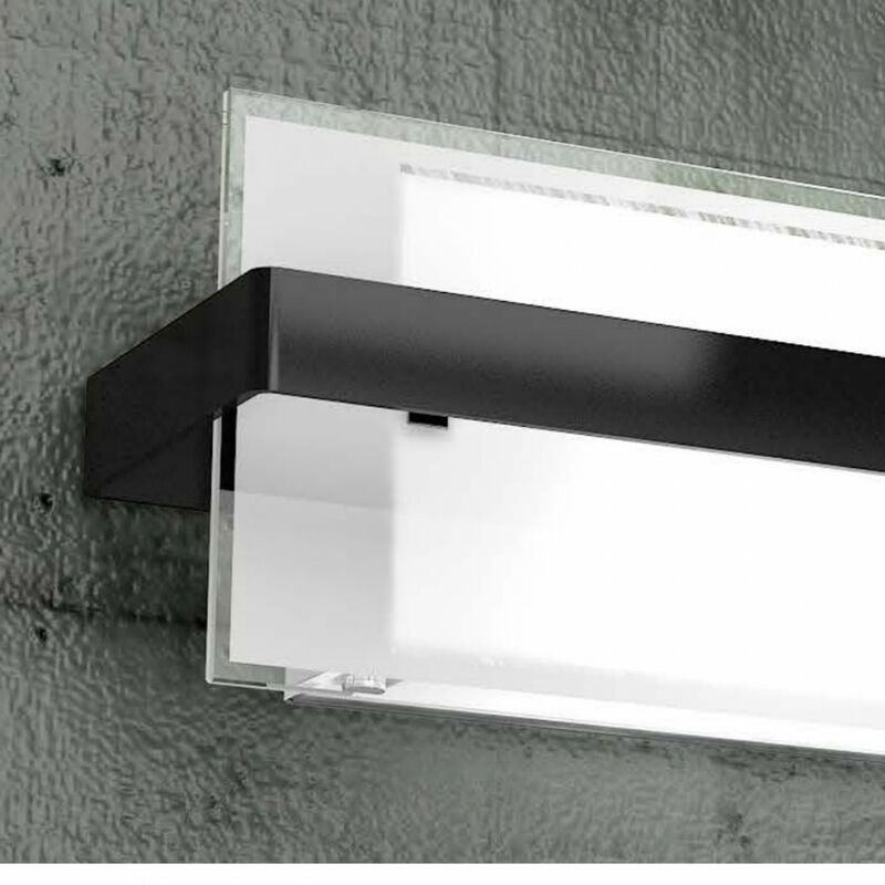 Image of Applique tp-cross 1106 ap 60w e27 vetro metallo lampada parete moderno, finitura metallo nero - Nero