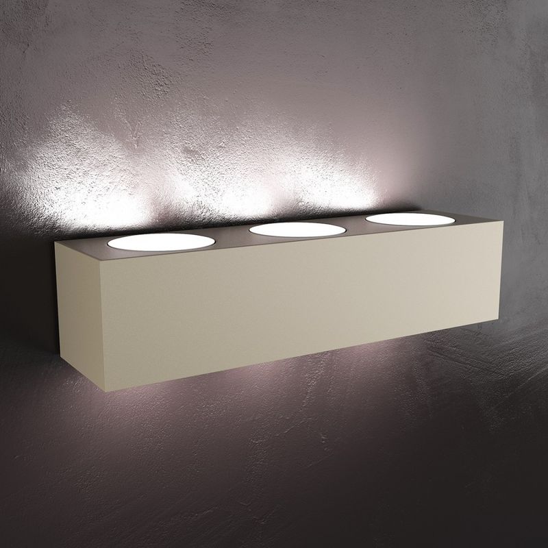 Image of Top-light - Applique moderno top light eccentric 1156 a6 gx53 led metallo biemissione lampada parete, finitura metallo sabbia - Sabbia