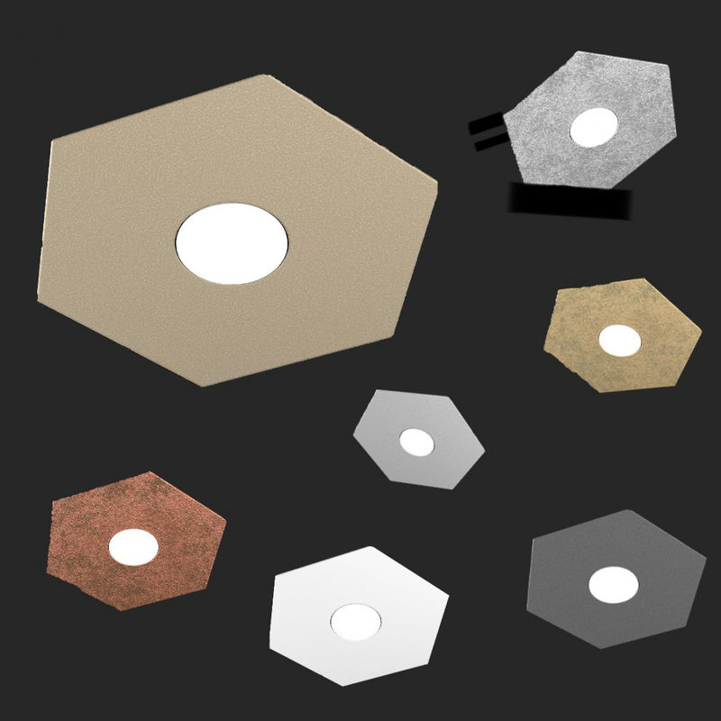 Image of Top-light - Applique moderno top light hexagon 1142 1l gx53 led metallo lampada parete soffitto, finitura metallo sabbia - Sabbia