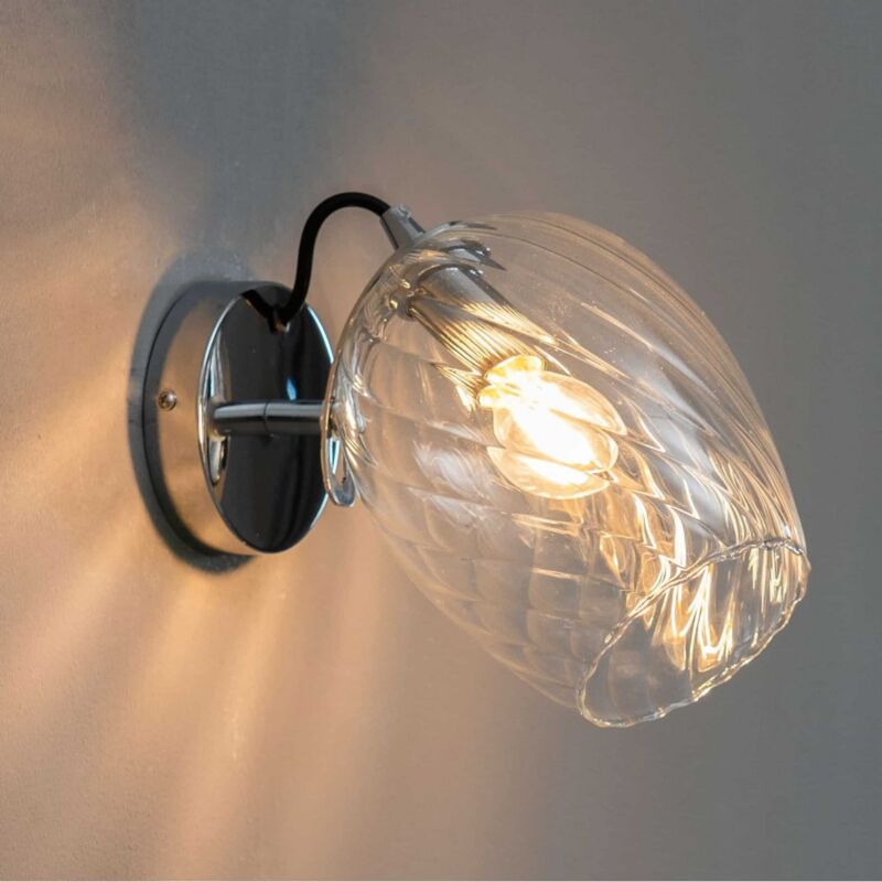 Kosilum - Applique chromée verre transparent texturé - Cassia