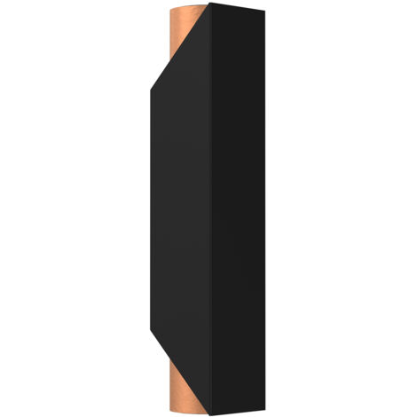 Applique tubo parete nera/rame su-giù 2xGU10 Wall Luminex