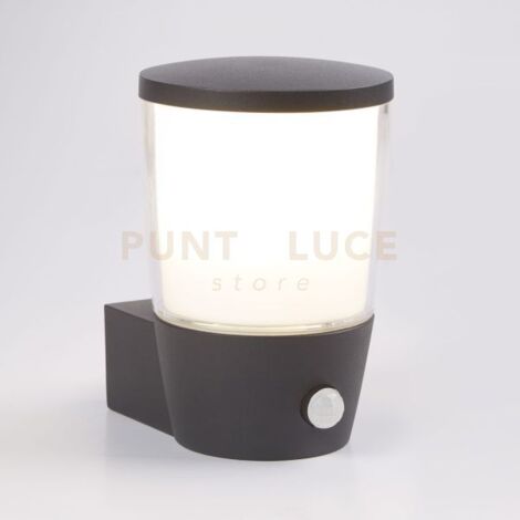 Applique Tucson - Metallo grigio, policarbonato bianco e trasparente