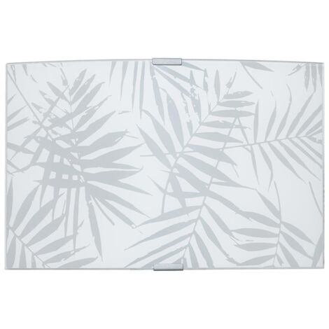 APPLIQUE VANESSA E27 CON MONTATURA ARGENTO VETRO LASTRA DECORATO FANTASIA A FOGLIE 34X22 H CM OKX