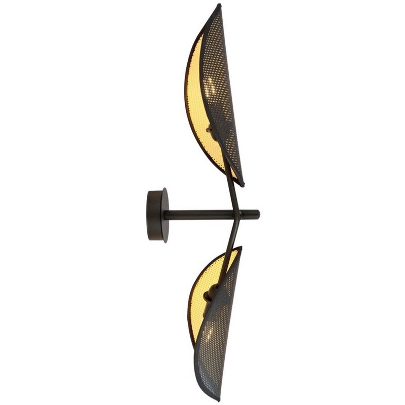 Applique Vene, Acier peint par poudrage, Tissu, Noir, Or, 12x67x12 cm