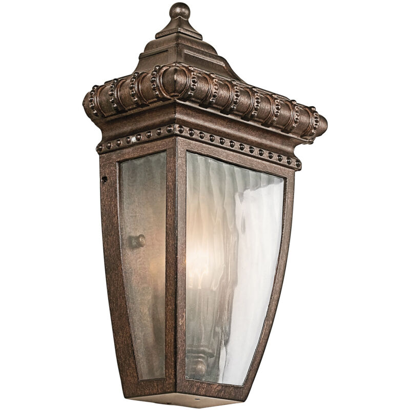 Venetian Rain - Demi-lanterne murale extérieure à 1 ampoule bronze brossé IP44, E14 - Elstead