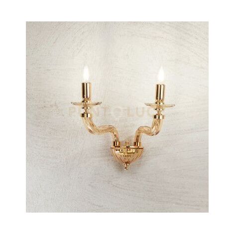 APPLIQUE VILLA 2 LUCI AMBRA E ORO  ATTACCO E14