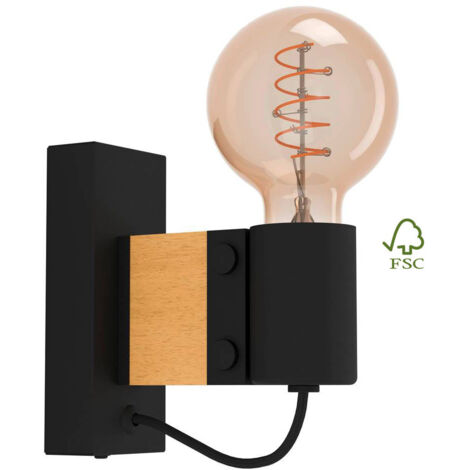 Applique Vintage Bailrigg Acciaio Nero 1 Luce E27