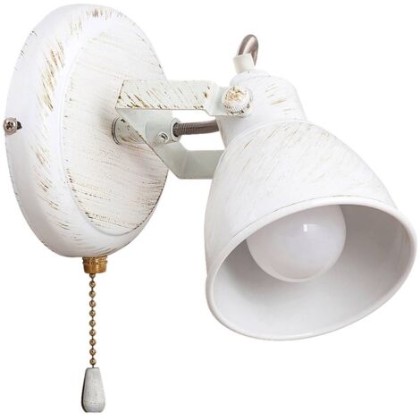 Applique vintage bianco anticato con interruttore E14 Rabalux