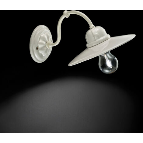 Applique Vintage B&W Metallo Smaltato Bianco 1 Luce E27