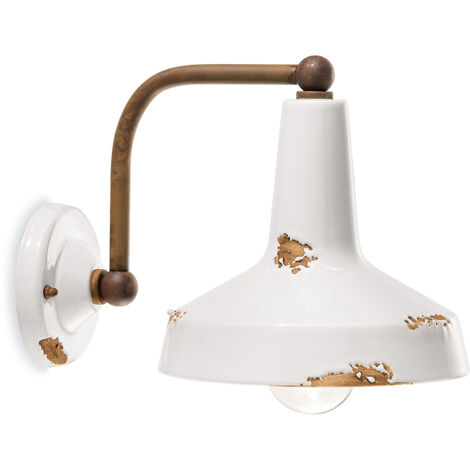Applique Vintage Ceramica Bianca Curva 1 Luce E27