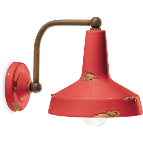 Applique Vintage Ceramica Rossa Curva 1 Luce E27