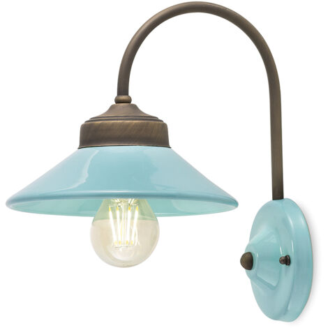 Applique Vintage Colors Ferro E Ceramica Azzurro 1 Luce E27