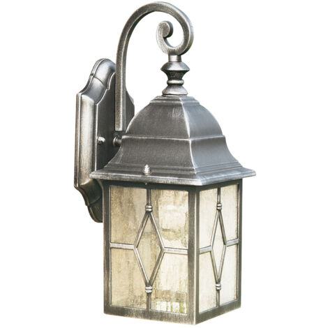Applique Vintage-Decò Genova Alluminio Nero Vetro Argento 1 Luce E27
