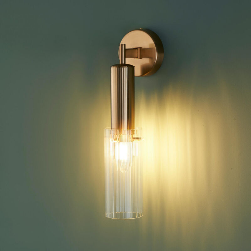 Applique vintage dorée tube en verre - Poggio