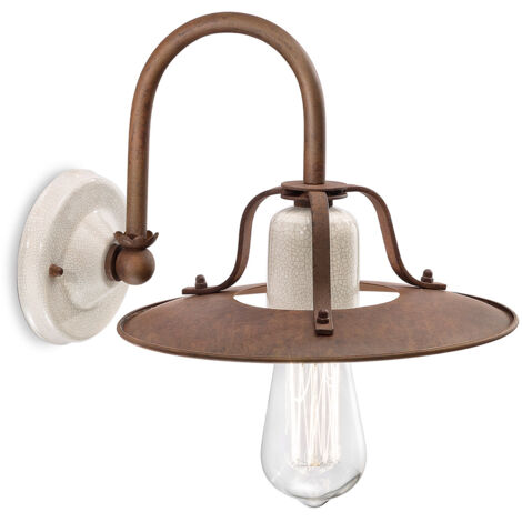 Applique Vintage Grunge Ferro E Ceramica Craquele' 1 Luce E27