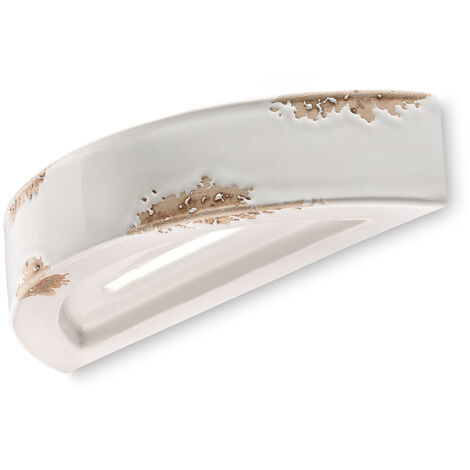 Applique Vintage Mezza Luna Ceramica Bianca 1 Luce R7S