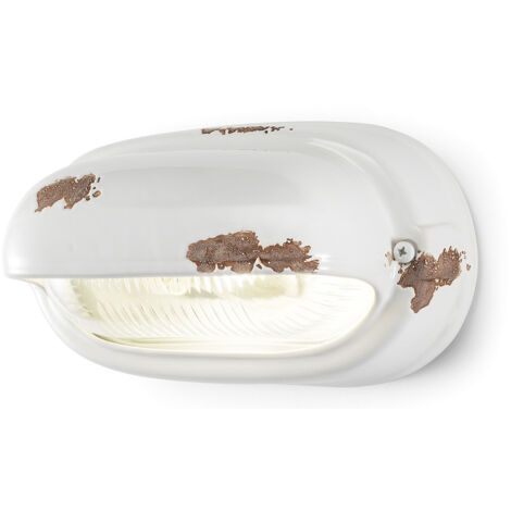 Applique Vintage Orizzontale Ceramica Bianca 1 Luce E27