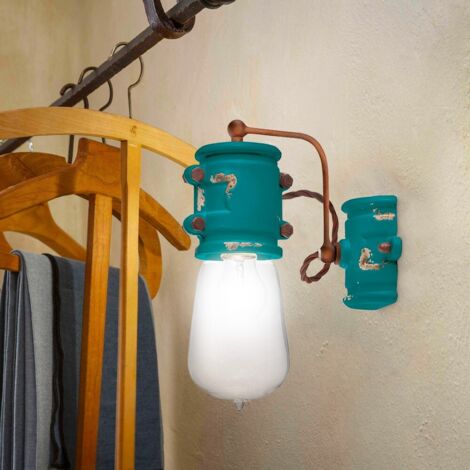 Applique Vintage Urban Ferro E Ceramica Bianco 1 Luce E27 22Cm