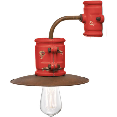 Applique Vintage Urban Ferro E Ceramica Rosso 1 Luce E27 25Cm