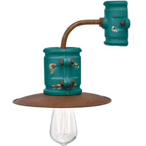 Applique Vintage Urban Ferro E Ceramica Verde 1 Luce E27 25Cm