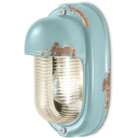 Applique Vintage Verticale Ceramica Azzurra 1 Luce E27