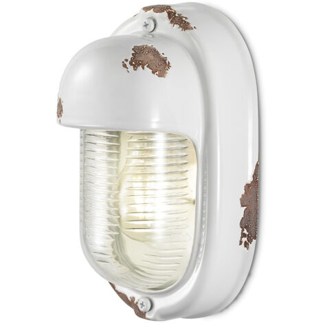 Applique Vintage Verticale Ceramica Bianca 1 Luce E27
