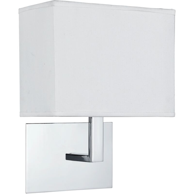 Applique murale d'intérieur à 1 ampoule chrome avec abat-jour rectangulaire blanc, E27 - Searchlight
