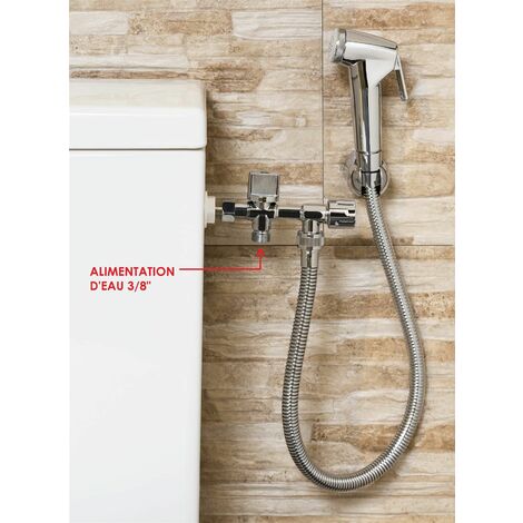Applique WC extérieure avec douchette ergonomique – Flexible renforcé 1250 mm – Installation facile sur réservoir standard – Grandsire