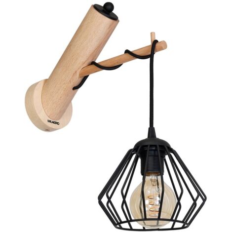 Applique WOODY bois/métal noir ajourée E27 60W Milagro