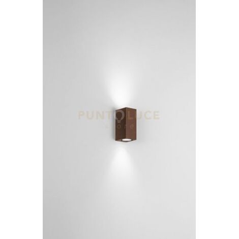 APPLIQUE ZENO SQUARE CORTEN 2 LUCI ATTACCO GU10 IP65 H.15,5CM