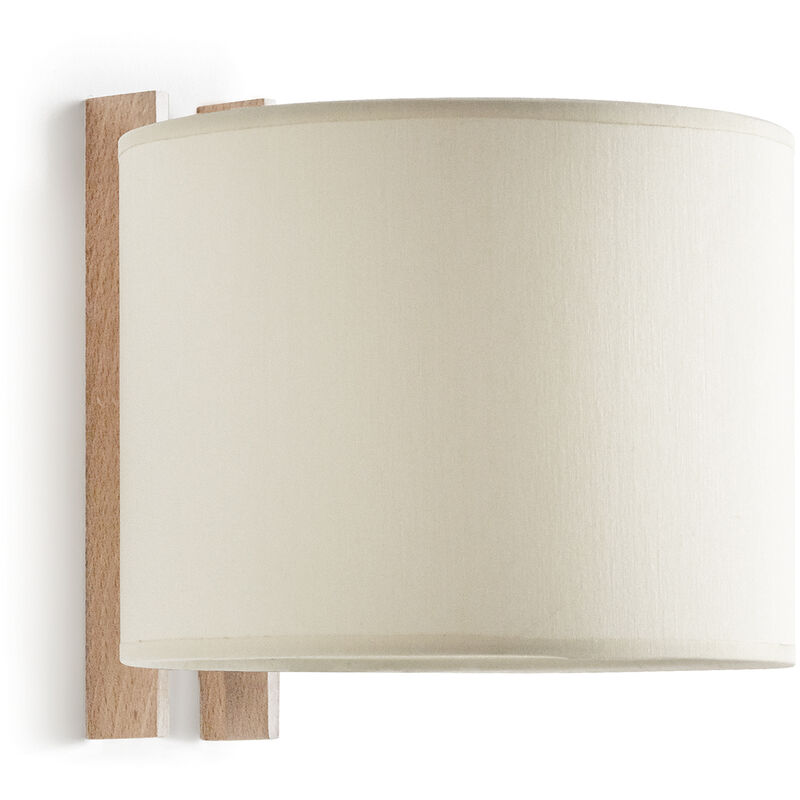 Applique COMPACT E27-Ø45 40W Coton beige Bois de hêtre
