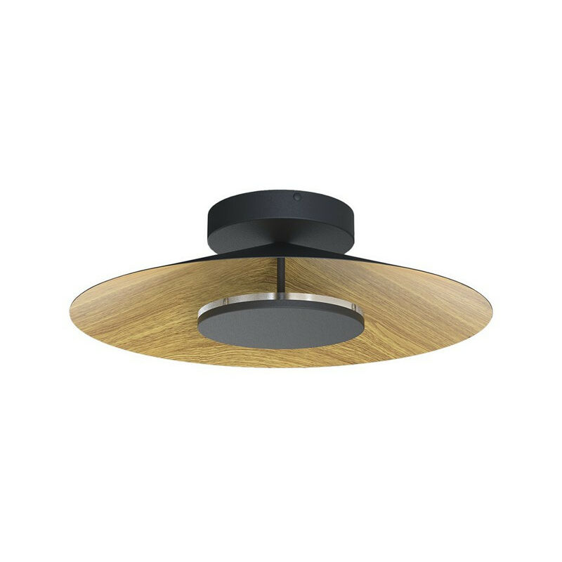 Inspired Mantra Orion Plafonnier 25cm Rond, led 8W, 3000K, 560lm, Bois/Noir, 3 ans de Garantie