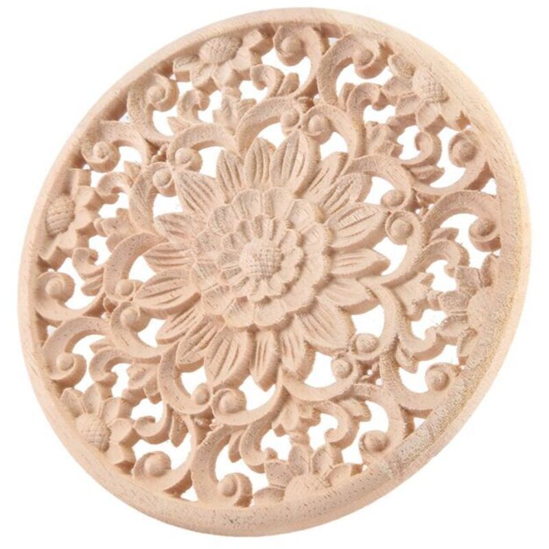 Appliques Bois Sculptées Fleurs Décoratives Moulures Meuble Armoire Décalque 15x15x0.8cm Non Peintes